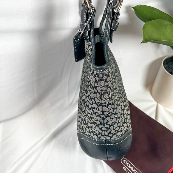 COACH Vintage Black Soho Mini Monogram Tote Canvas and Leather 7025 - Picture 4 of 11